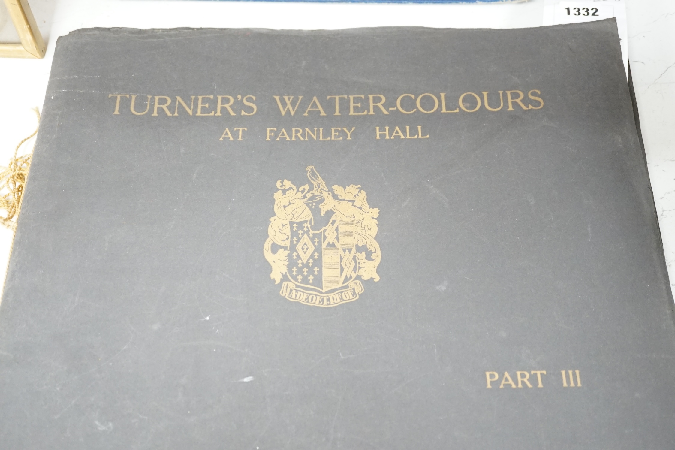 Tanner, Henry; English Interior Woodwork, Saunders, William Bliss; examples of carved oak wood work, Redfarn, WB - Ancient Wood and Iron Work in Cambridge, three vols, and six volumes of Turner’s Water-Colours at Farnley